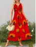 Sunflower V -Neck Sleeveless Summer Dress
